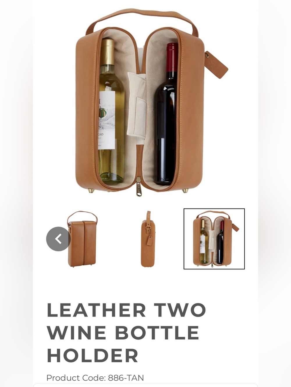 Clava Leather Two Bottle Wine Carrier - Tan - Picture 2 of 16